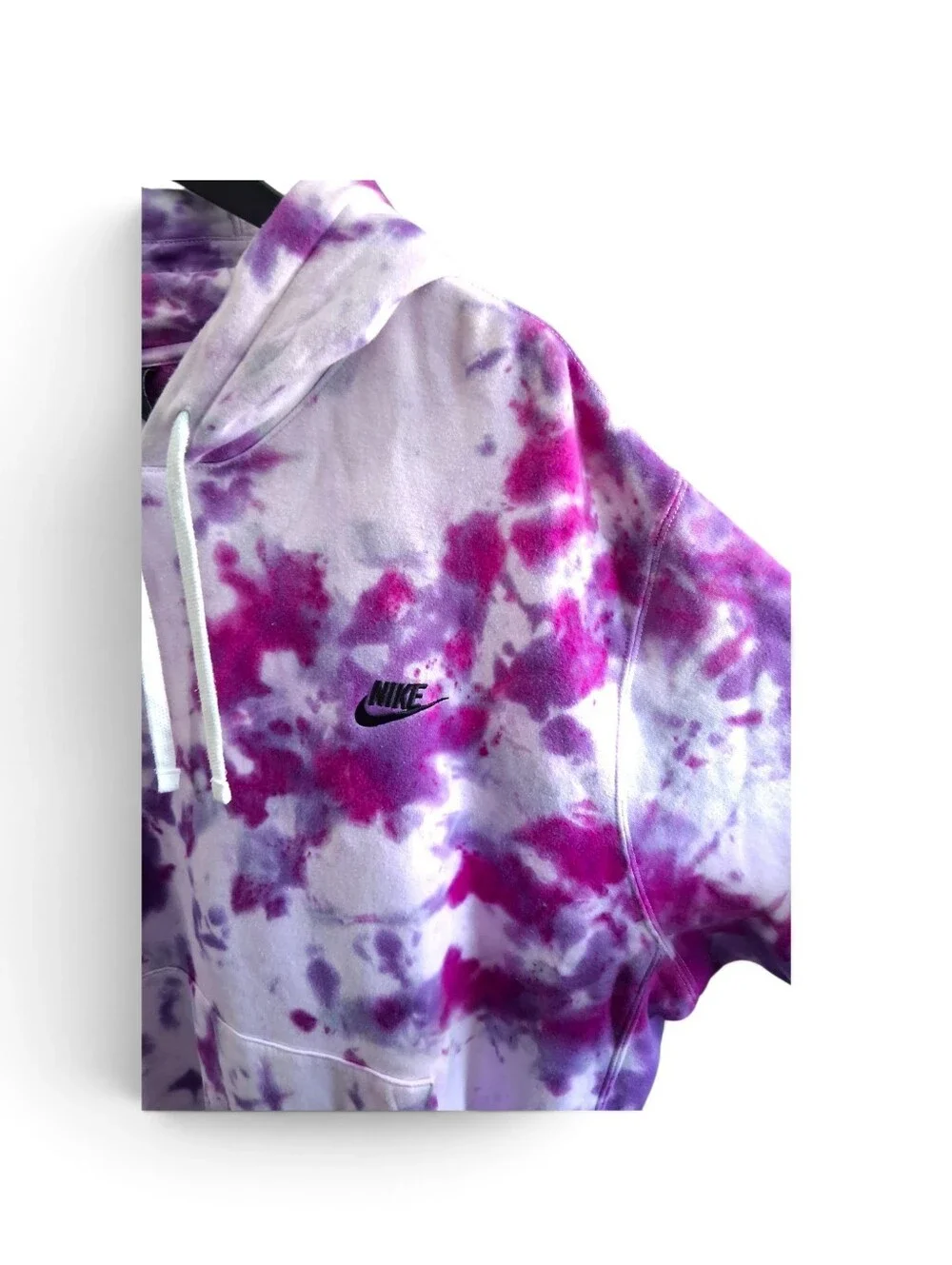 Nike Club Fleece Tie Dye Pullover Hoodie Purple Fuchsia XXL